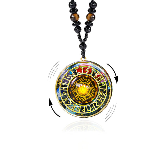 Day Day Up Handmade Chakra Rotatable Orgone Pendant 12 Constellations Symbol Resin Energy Necklace for Womens Amulet Jewelry (Style 2)