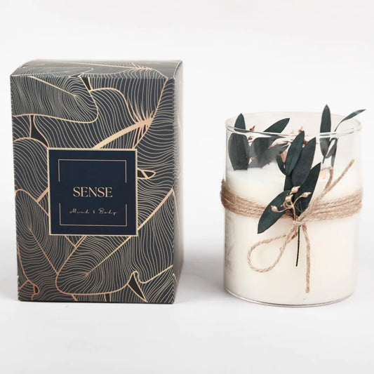 SENSE Mind & Body Aroma Handcrafted Flower Soy Wax Essential Oil Candle with Vase | Candle Gift | Scented Candles for Home | Luxury Home Decor | Handcrafted Candle | Valentines Gift | Pink Rose Ebony